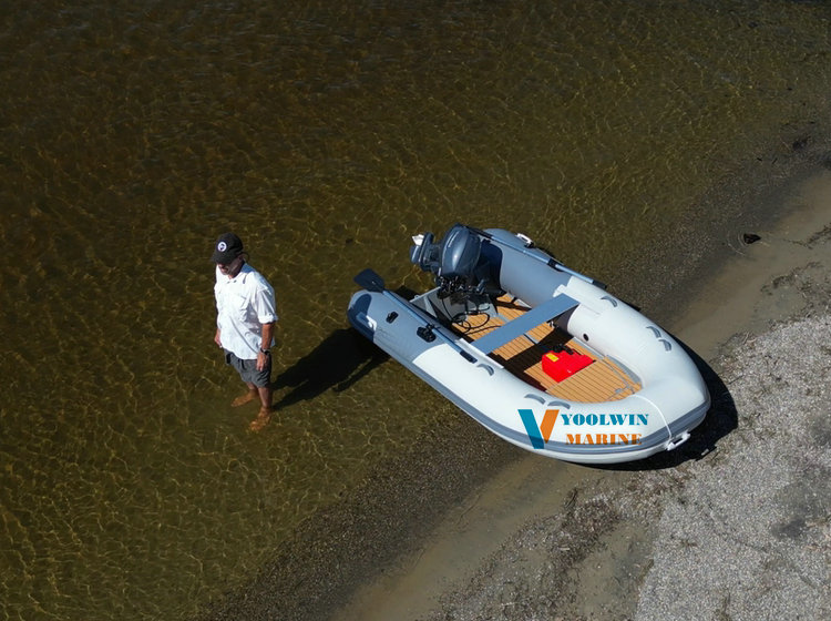 yacht tender boat with steering wheel